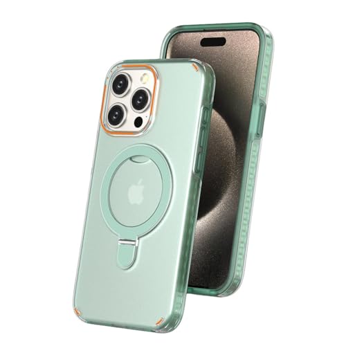 Coque iPhone 15 Plus support magnétique housse TPU vert antichoc