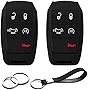 INFIPAR 2pcs Compatible with 2019 2020 RAM 2500 3500 5500 Black Silicone Case Cover Protector Keyless Remote fit 5 Buttons 2019 2020 RAM 2500 3500 4500 5500 Truck Pickup Only for Push Button Start