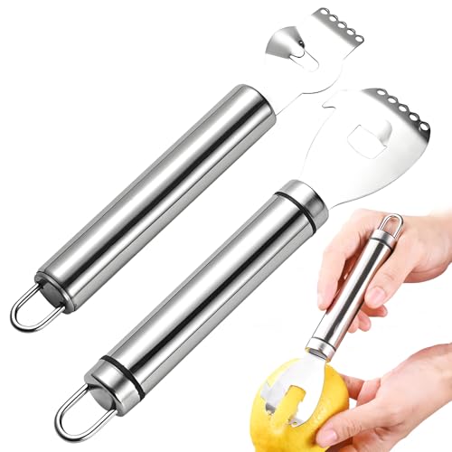 quyueug Ensemble de Deux Zesteur, Zesteur à Citron en Acier Inoxydable- Utilisé pour Râper Le Zeste de Citron, Râper Le Fromage et Ouvrir Les Fruits, il est Léger et Polyvalent.