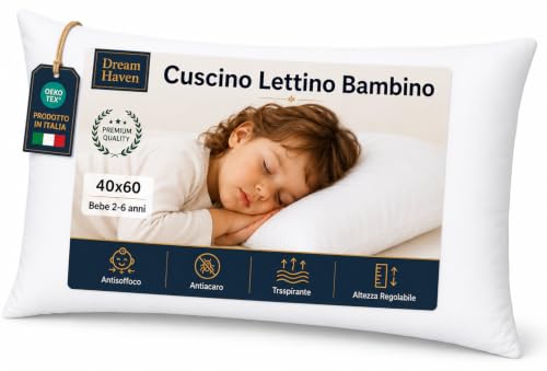 DREAM HAVEN Cuscino culla 40x60cm Cuscino Traspirante Antiacaro 100% Cotone