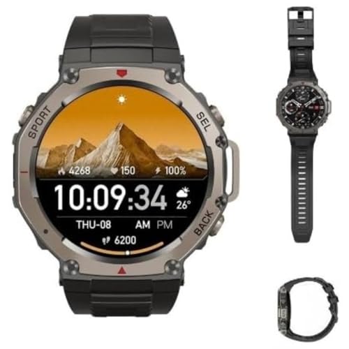 ZWOIVHE Mivrass Montre Connectée Sport GPS - Smartwatch avec Appel Bluetooth, Surveillance de la Fréquence Cardiaque et Pression Artérielle, 100+ Modes Sport, Étanche IP68, pour Homme et Femme (Noir)
