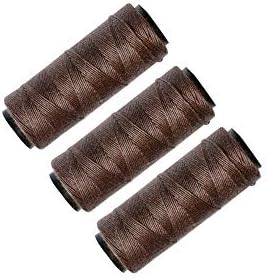 5 Rolls Polyester Threads for Hair Weave Bundles, Hair Extensions, Sewing Hair Weft, Making Wig DIY Weaving Thread (Black,Brown,Dark Brown,Beige,Khaki)
