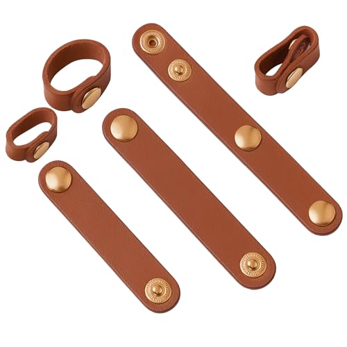 6 PU Leather Handbag Strap Shortener,Bag Protector for Handbag,with Brass Button Handle Wrap Cover for Handbags and Shoulder Bags (Brown)