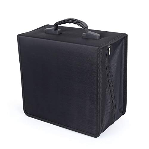 Vicoter 400 Large Capacity CD/DVD Case, CD Case Holder Portable DVD Storage Organizer with Hand Strap Easy to Carry (Black)