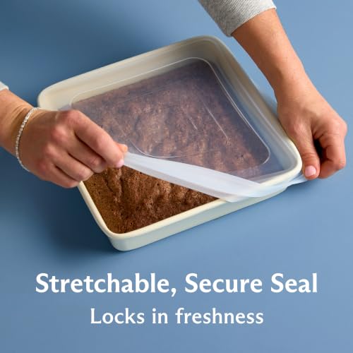 Stasher Reusable Silicone Stretch Lid for Casseroles, Sheet Pans, Baking Dishes–Square Replacement Lid, 8”x8”, Stretchable, Leak-Free, Microwave Safe, Dishwasher Safe, Food Cover, Eco-Friendly, Clear by Stasher - Image 3