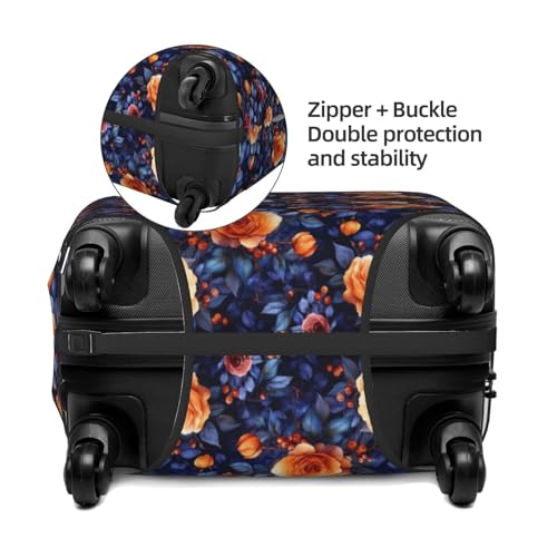 Roses Tulips Floral Pattern Elastic Travel Luggage Covers Dustproof Scratch-Resistant Suitcase Protector Fit 22-24 Inch2