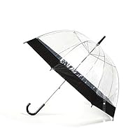 Jollybrolly Clear Dome Umbrellas Wedding PVC Transparent Canopy Black Stripe Handle and Tip Manual Open Close