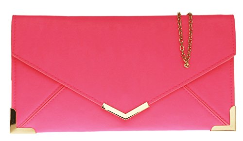 Sac enveloppe métallique d'embrayage pochette de soirée bandoulière chic