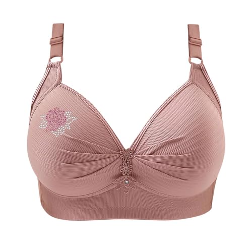 Sujetadores para mujer, sin aros, ajustables, cobertura completa, sostén, talla grande, brasier diario, conjunto de brasier y ropa interior para mujer, rosa, M