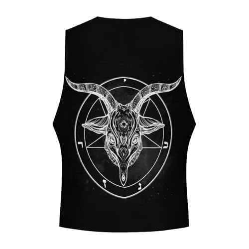 Pentagram with Demon Baphomet Satanic Goat Funny Men's Formal Suit Vest Casual Business Dress Waistcoat Printed Vest Slim Fit4