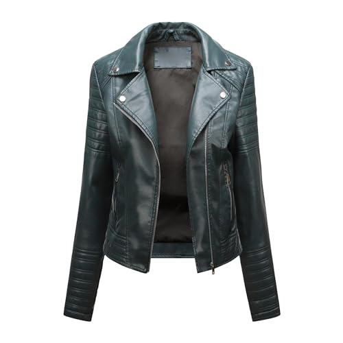 Veste en cuir décontractée à revers pour contrer la mi-saison