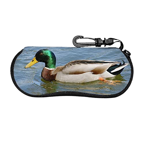 Atuemaco Fichas de pato Funda para gafas Gafas de sol portátiles Caja blanda Unisex Neopreno Caja de vidrios con cremallera de carabiner