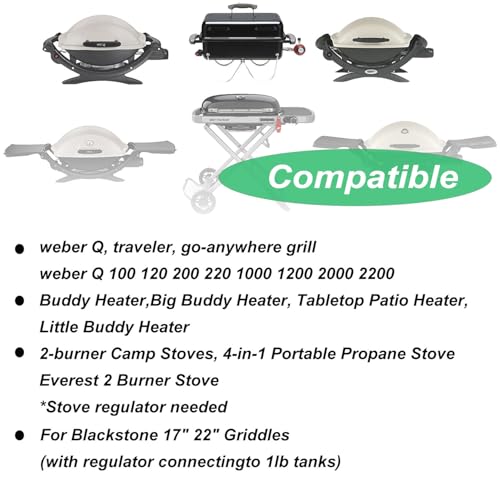 Image of 6FT for Weber Adapter Hose for Weber Q Series, for Weber Traveler Grill Accessories, for Weber Q 1000 1200 2000 2200, 1lb to 20lb Propane Adapter, Use with Grills, Stoves, Lanterns, Heaters
