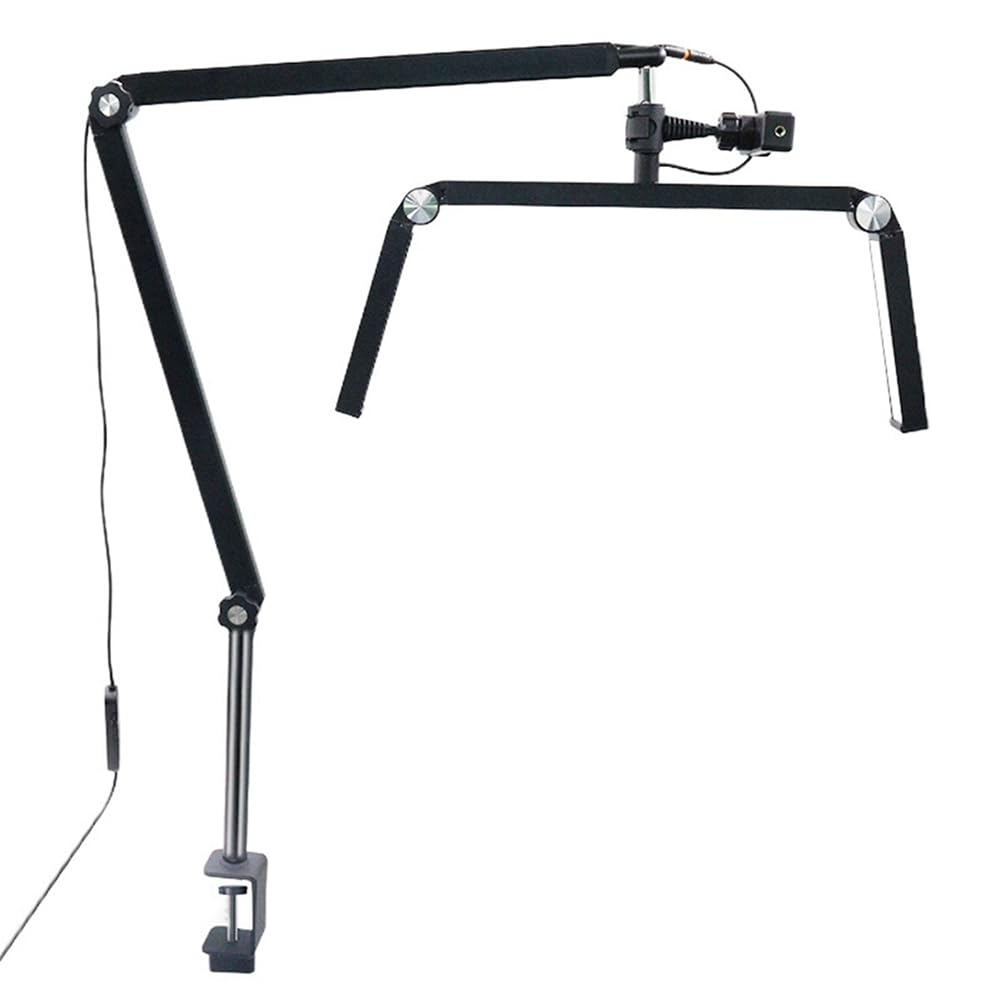 Lampada da Scrivania A Tre Lampade da 26 Pollici 30W con Bracci Pieghevoli A Sbalzo, Mezza Luna Pieghevole da 30W con Morsetto da Scrivania e, Spina EU.