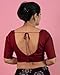 FIGURE'S DESIGNER Women's Dupion Raw Silk Half Elbow Sleeves Sweetheart V Neck Sabyasachi Cut Readymade Saree Blouse Padded Stitched Lining Designer Indian Festive Blouse S10 (Maroon, 46)