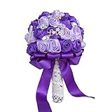 JCXIOC Ramo de Novia Artificial Ramos de Rosas satén Hechos a Mano, Ramo Novia Vintage for decoración Bodas(Color4)