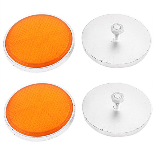 Uxcell a15081900ux0005 58mm x 17mm Orange Round Shape Motorbike Plastic Reflective Reflector 4 Pcs, 4 Pack