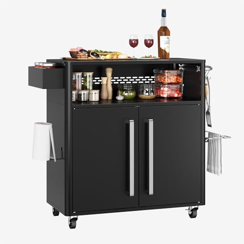 Garvee Grill Table, Outdoor Grill Cart with Storage Cabinet, Kitchen