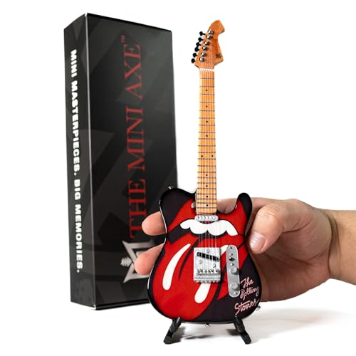 Guitare miniature langue et lèvres des Rolling Stones pour décorer votre studio