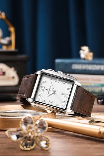 Image of London Fog Mayfair Collection Analog Watch for Men with Square Dial, Crystal Hour Accents, Date Display, Quartz Movement and Leather Strap - LFM10004