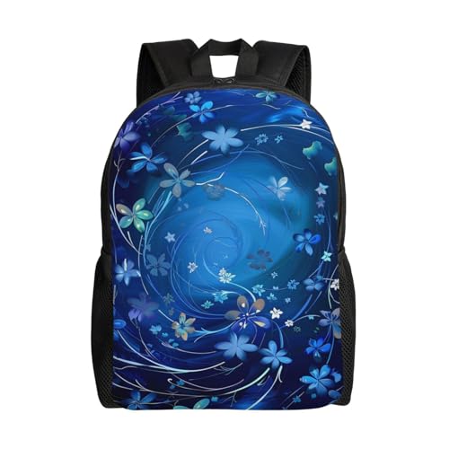 Sac à dos PC 15 pouces à motif fleurs bleues pour le quotidien