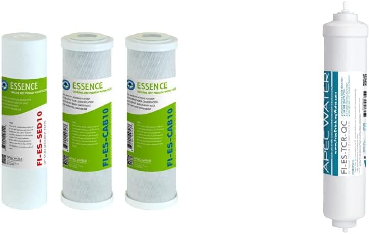 APEC Water Systems High Capacity Pre-Filter Set for Essence Series Reverse Osmosis Water Filter System (1 Count) and Inline Carbon Filter with Quick Connect