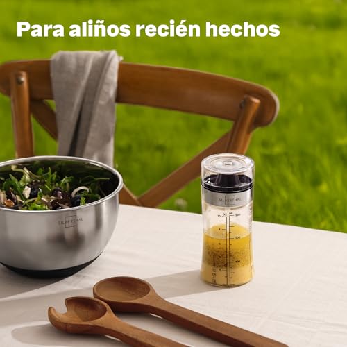 Miniatura 2 de Silberthal Mezclador De Aliño Y Vinagretas Graduado 300ml - Botella Aliño Para Ensaladas- Aliñador Para Ensaladas Cristal - Salad Dressing Shaker