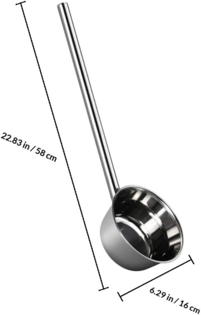 Lengthened Stainless Steel Water Ladle 58cm Long Handle Large Kitchen Scoop for Watering Plants and Cooking, Thickened Sturdy Dipper for Household and Garden Use