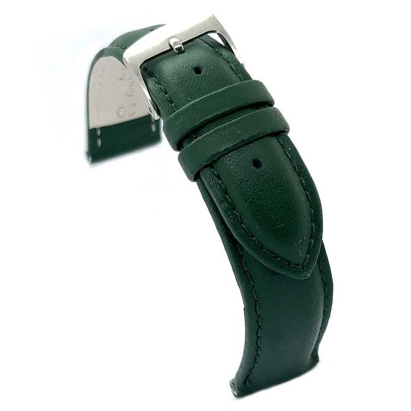 Correa de cuero vacuno liso cosido para reloj clásico Diloy alomada de 18mm a 24mm