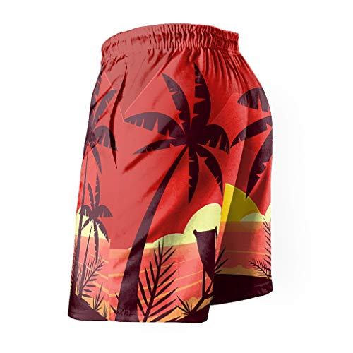 Ktewqmp Zomer zwembroek kokosnootboom mannen zwembroek zwemshorts heren met zakken lopen - Image 3
