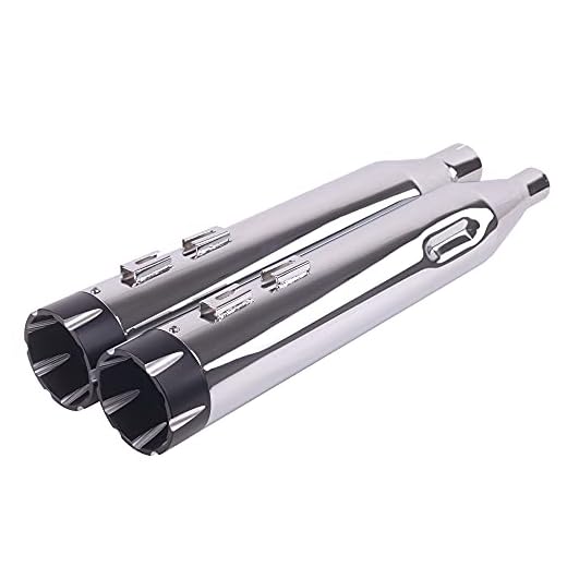 SHARKROAD Chrome 4.5 Inch Slip On Muffler Exhaust For Harley Touring 2017-UP,Harley Muffler for Street Glide, Road Glide, Road King, Electra Glide with 25CB Tips