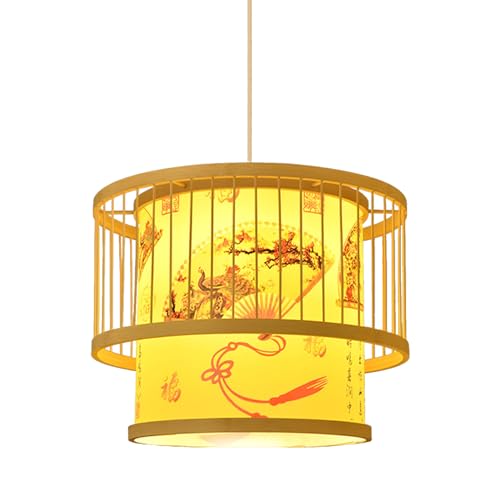 Lustre en bambou pour restaurant asiatique et salle à manger chaleureuse E27