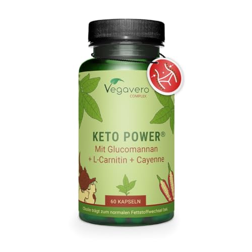 KETO Power | PERTE DE POIDS* | Avec Konjac, L-Carnitine, Thé Vert, Capsaicine | NATUREL & Sans Additifs | 60 Gélules | Vegavero®