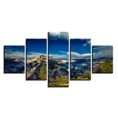 Raum Wandkunst Dekor HD Druck Bilder auf Leinwand 5pcs Blue Sky White Cloud und Berg Schöne Landschaft Modulare Malerei 20x35 20x45 20x55cm