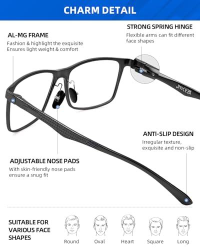 JM Al-Mg Metal Blue Light Blocking Glasses Men Women Anti Blue-Light Computer Glasses, Relieve Eyestrain and Eye Protection Black — view 3