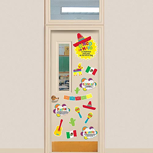 Fun Express Cinco de Mayo Door Decor Kit - Colorful and Educational Decorations for Classroom, Home, & Office - Perfect for Celebrating Mexican Heritage, Parties, and Festive Events - 13 Pieces