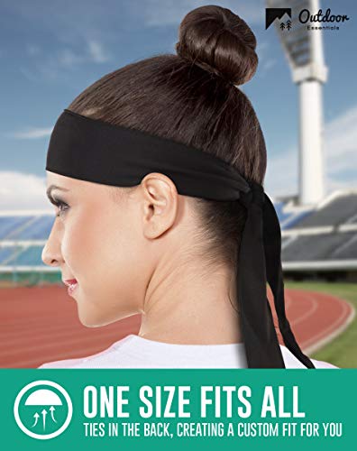 Head Tie & Sports Headband - Ninja & Tennis Bandana - Tie Back Sweatband for Men, Women, Kids & Pirates - Athletic Hair Band / Wrap for Karate, Basketball, Softball, Running & Workout - Sweat Wicking