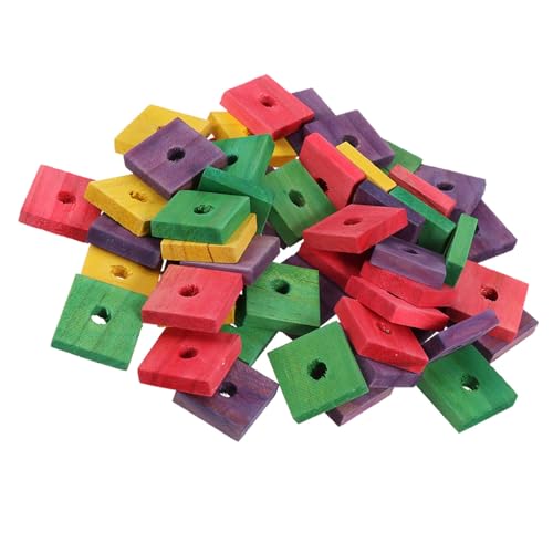 Abaodam 50 Piezas Juguetes para Bloques de Madera para Morder Coloridos y Duraderos Cuidado Dental Natural para Mascotas y Decoración de Jaulas