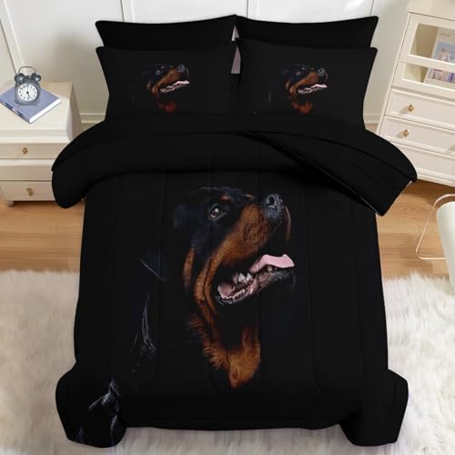 VAKADAKA Twin Comforter Set with Puppy & Rottweiler Prints