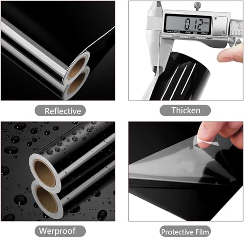 Yenhome Winylowe meble kuchenne czarny połysk 40x300cm tapeta samoprzylepna czarna ściana salon łazienka zmywalne naklejki na meble pokój samoprzylepne naklejki mikrofalowe
