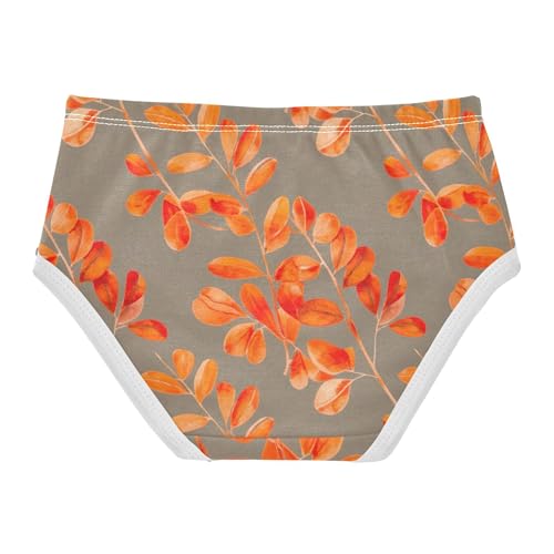Girls Underwear Toddler 2t Cotton Panties for Girl Artistic Briefs Girls Undies Watercolor Orange Leaves2