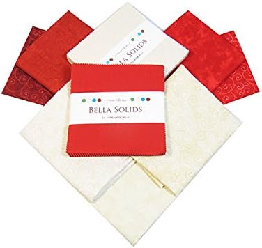 Moda Fabric Valentine's Charming Fat Quarter Bundle with Charm Pattern, Red/Cream