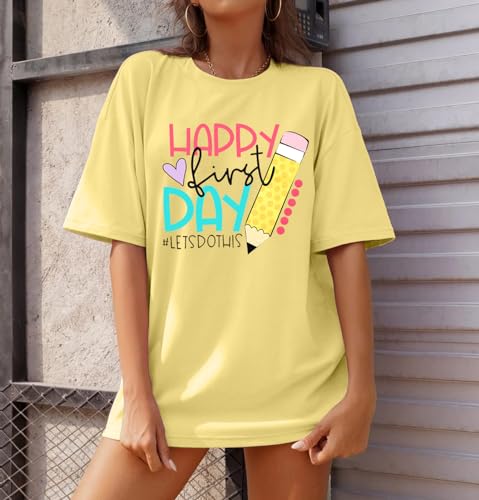Happy First Day of School Shirt Woman Oversized Graphic Tee Back to School Shirts Teachers Gift Tee Tops - Image 6