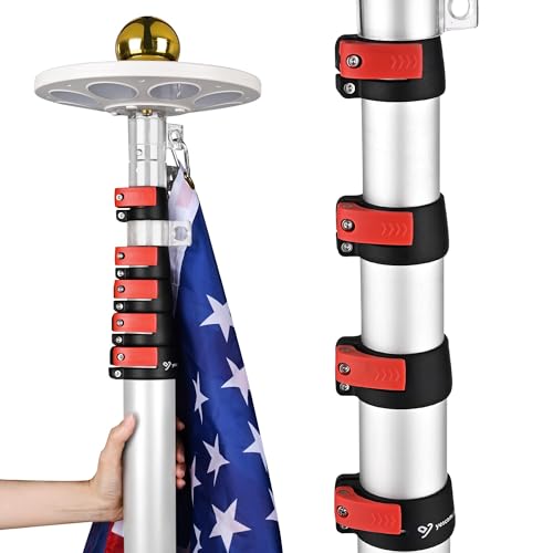 Yescom EZ GO 20ft Telescoping Flag Pole Kit with Solar LED Light for O