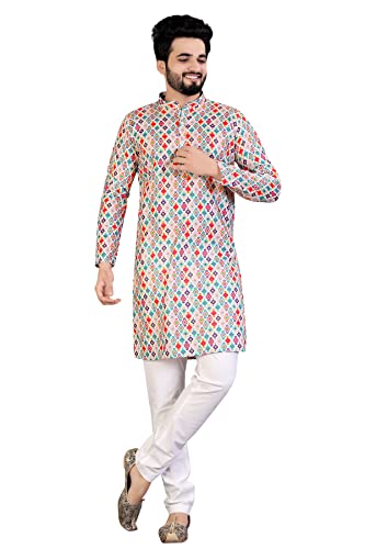 Image of Men's Printed Cotton Kurta