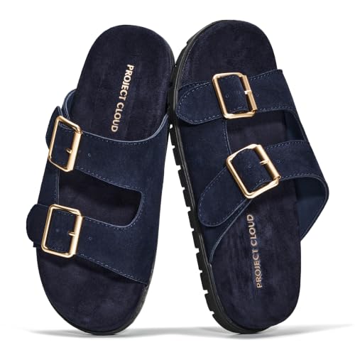 Project Cloud 100% Genuine Leather Womens Sandals, Women Slides (LanNS,6)