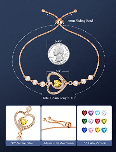 Gold Bracelets For Women Christmas Gifts Sterling Silver Tennis Bracelet Created Citrine Jewelry Wife Forever Love Heart Novemver Birthstone Bracelet For Girlfriend Girls #TOP3