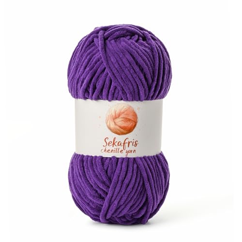Image of Chenille Yarn for Crocheting, Size 5 Bulky,Lilac | 100g /131yds Soft Chunky Velvet Yarn for Crochet and Knitting,Fluffy Baby Yarn for Amigurumi,Blankets and DIY Crafts.