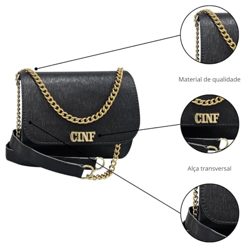 Kit Bolsa Feminina Sacola Grande + Bolsa Média + Tira Colo + Carteira (Preta)