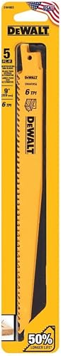 Miniatura 7 de DEWALT Hojas de sierra recíprocas respaldo cónico bi-metal 9 pulgadas 6-TPI paquete de 5 DW4803